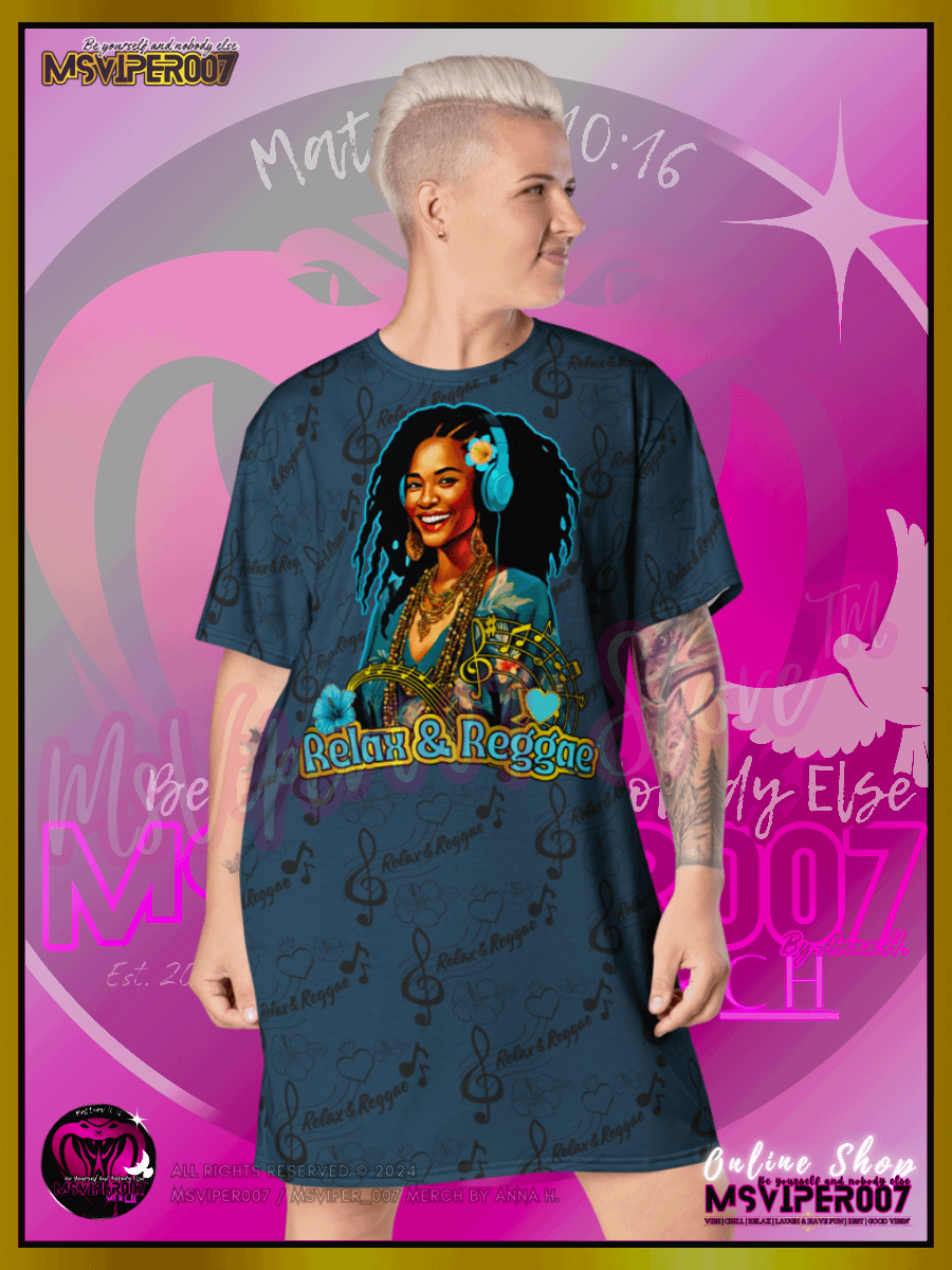 T-SHIRT DRESS - MSVIPER007'S "Relax & Reggae™ " (Deep Oasis/Tropics | V3 ) T-SHIRT DRESS BY ANNA H. product image (7)