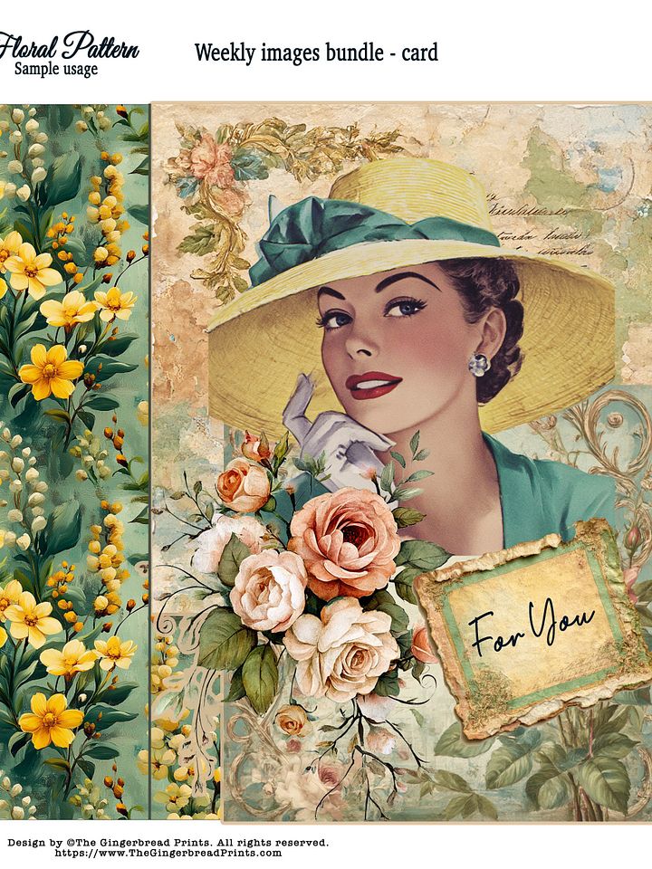 Floral Patterns 100 Images Bundle + 2 Free Cards Digital Download product image (1)