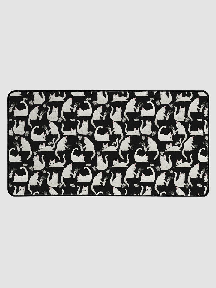 Bad Cats Knocking Stuff Over Patterned Desk Mat, Black product image (1)