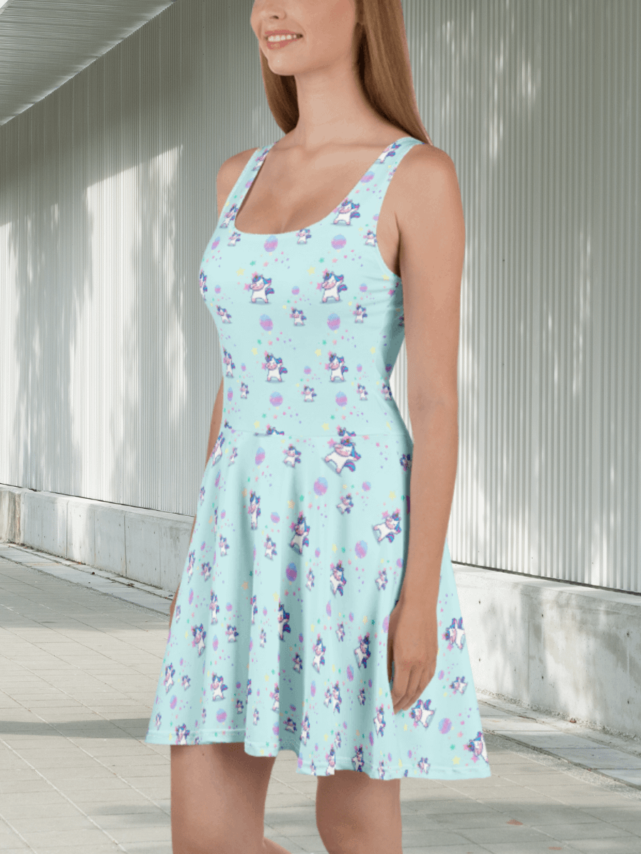 Disco Dabbing Unicorn Skater Dress product image (4)