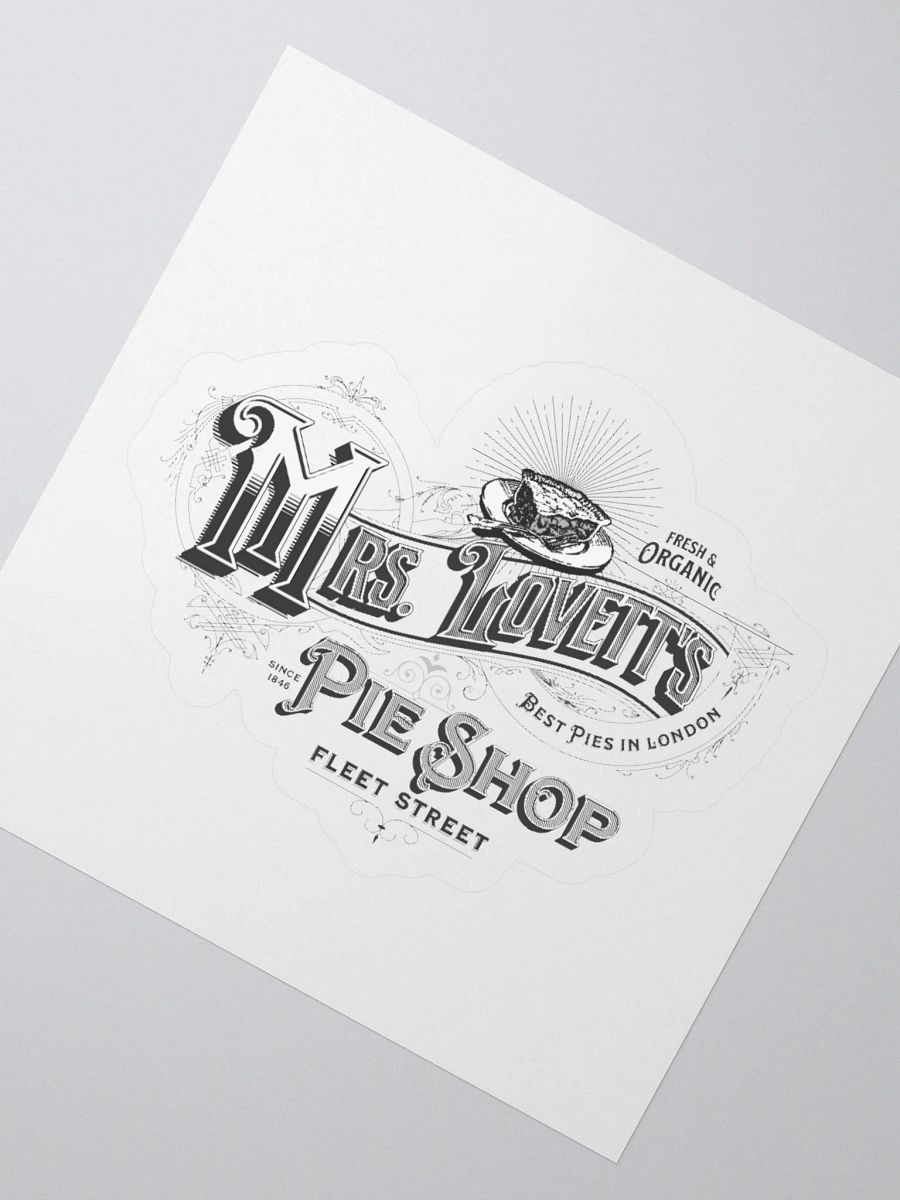 Mrs. Lovett’s Pie Shop Sticker – Kiss-Cut Vinyl Decal for Sweeney Todd Collectors product image (2)