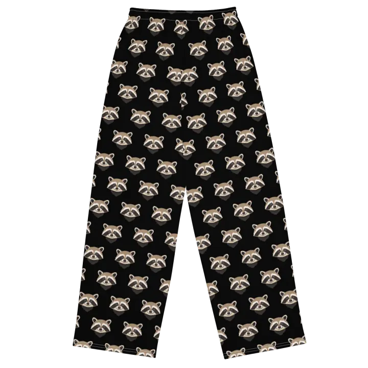 Raccoon Dreamland Wide-Leg Lounge Pants in Black product image (2)