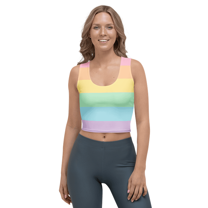 Pastel Pride Flag Crop Tank – All-Over LGBTQ+ Rainbow Top product image (1)