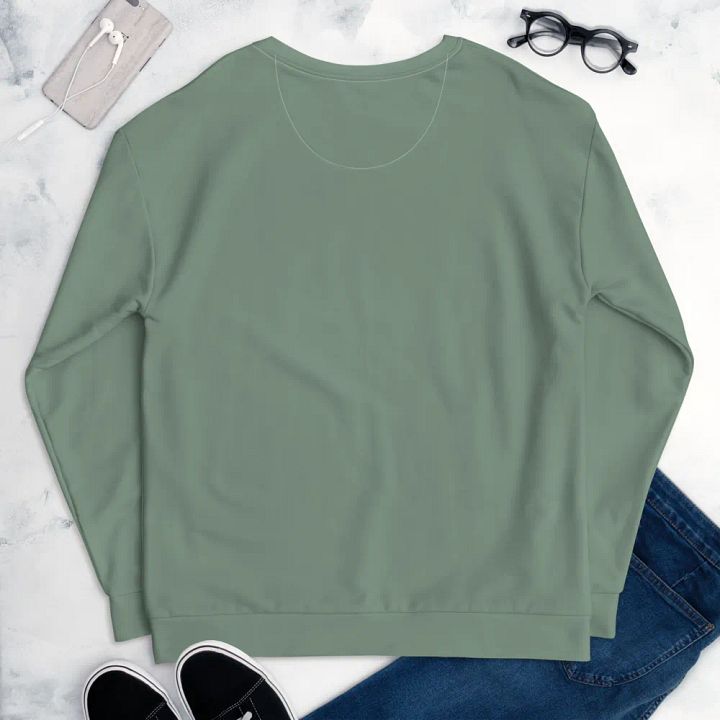 Plain Medium Sage Green Soft Summer Unisex Recycled Polyester Heavyweight Premium Sweatshirt by Treasure Pie product image (2)
