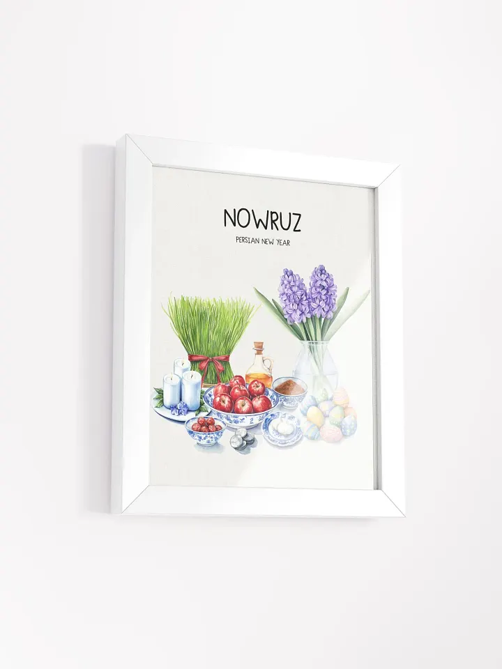 Nowruz Blessings Framed Poster, Nowruz Watercolor Art, Haft-sin Table, Persian New Year, Persian Art product image (58)