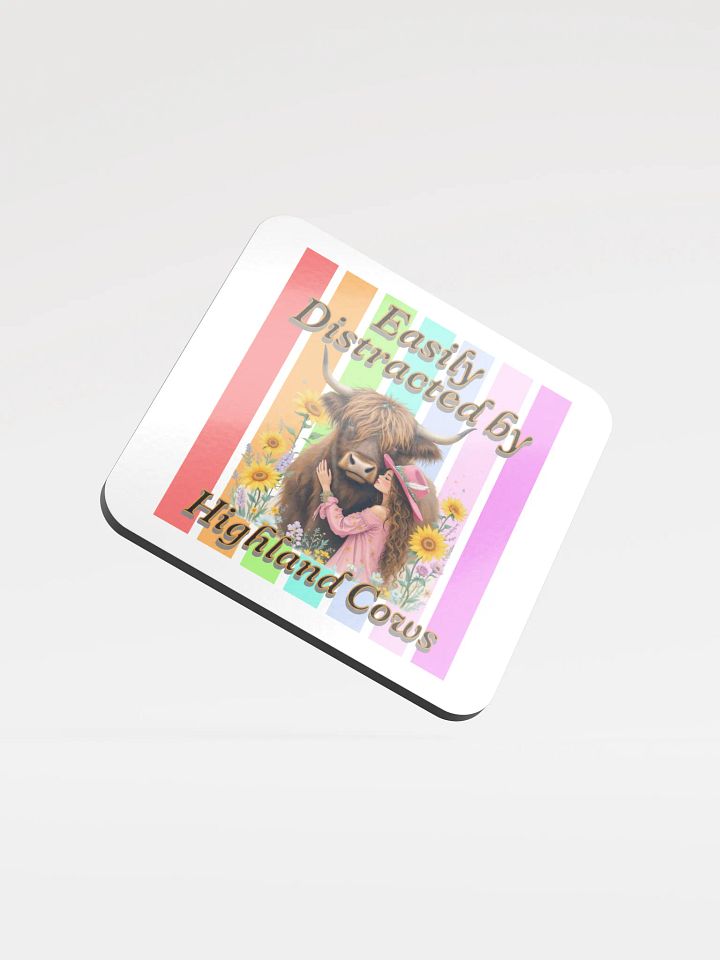 Easily Distracted By Highland Cows Embrace Cork Coaster product image (2)