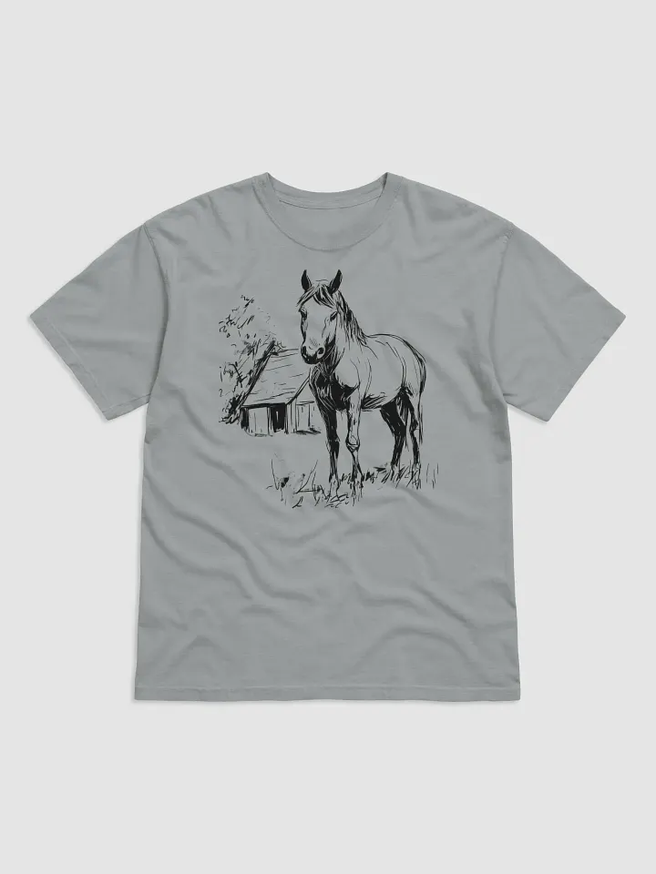 Pasture Morning – Horse & Barn Line Art Tee product image (2)
