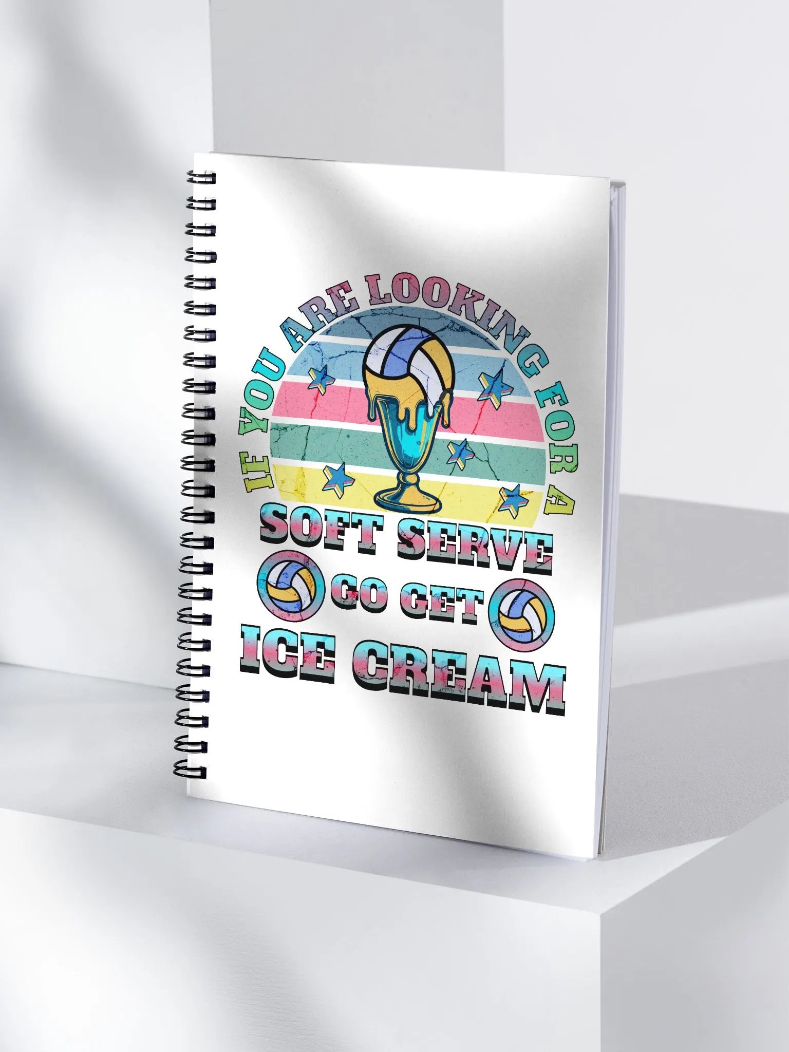 If You Are Looking For A Soft Serve Go Get Ice Cream Volleyball Spike & Scoop Spiral Notebook product image (3)