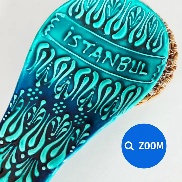 Ceramic turquoise spoon rest — handmade pottery, handmade ceramic, home decor, handmade gift, Turkish ceramic product image (2)