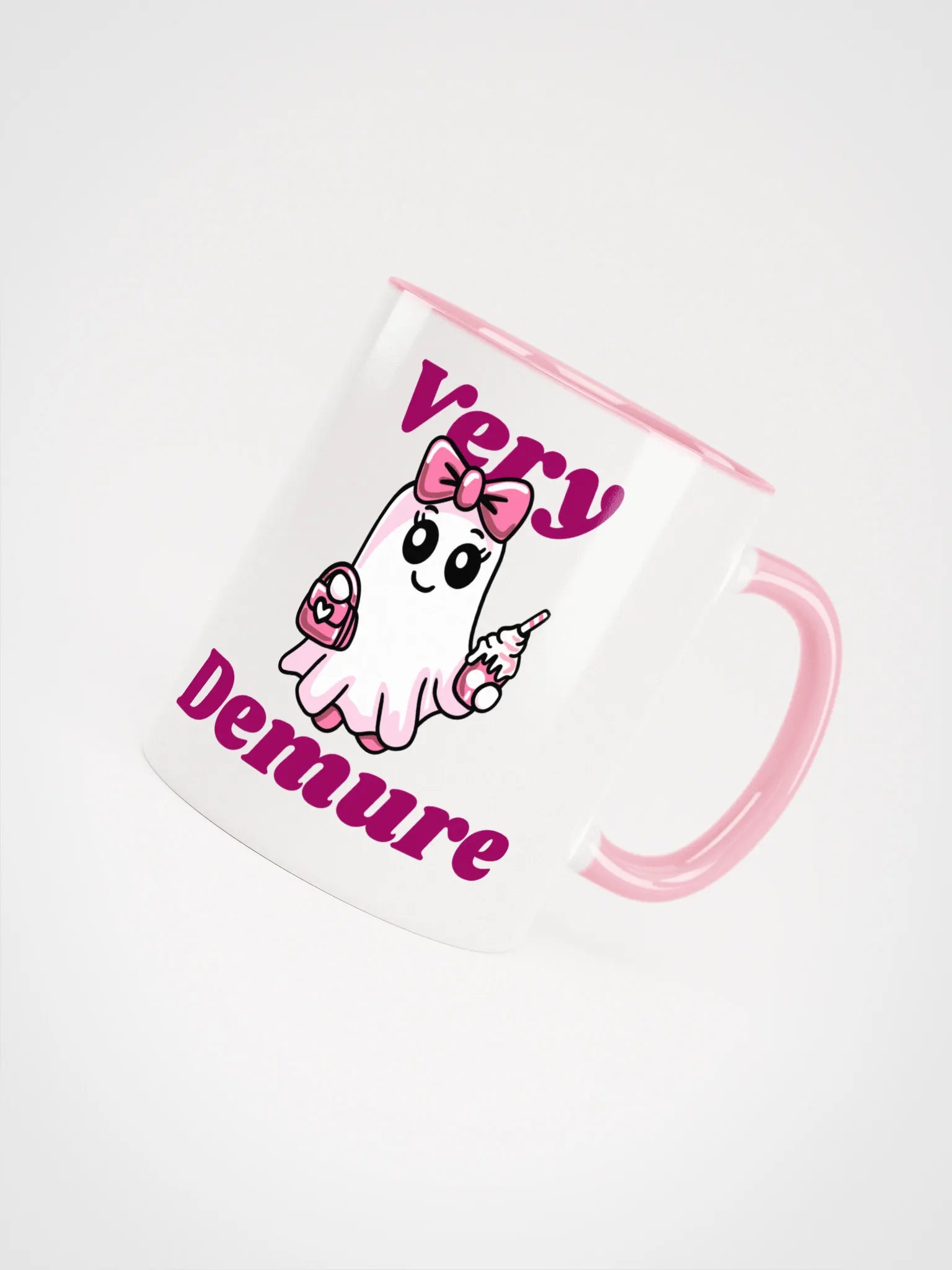 Very Demure Cute Ghost Right Hand Accent Color Mug product image (1)