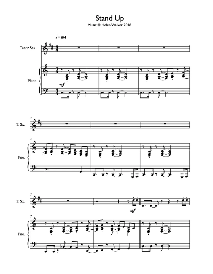 Stand Up (Tenor Sax & Piano - Score & Parts) product image (1)