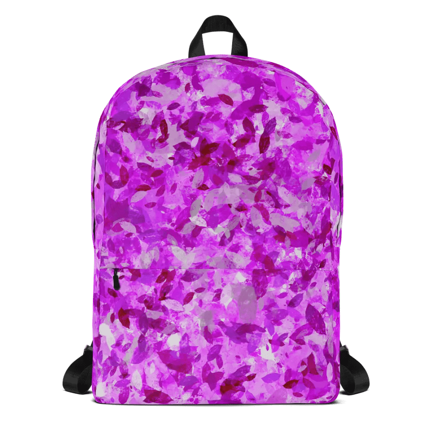 Pink leaves All over print Backpack product image (2)