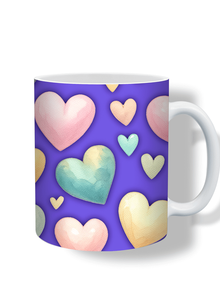 (Purple) Colorful Hearts 11oz Coffee Mug – Cute and Romantic Love-Themed Ceramic Cup – Perfect for Valentine's Day, Anniversaries, or Daily Use product image (1)