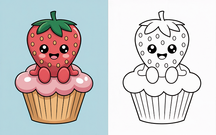 Cute Strawberry Coloring Pages | 20+ Sweet Designs | Black & White + Colored Reference Pack product image (2)