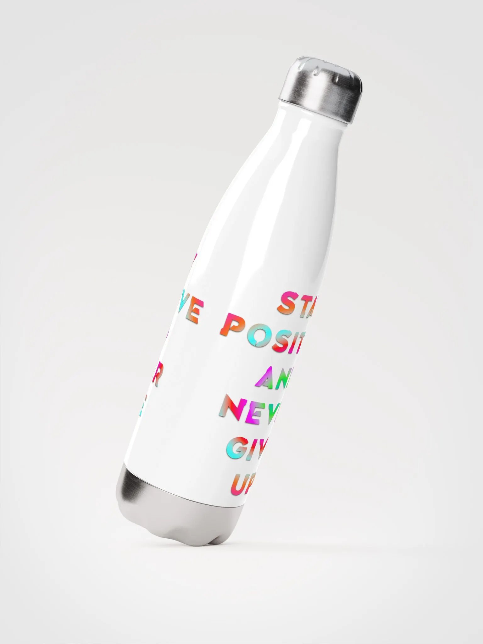 Blade Army stay positive and never give up Color`s White Water bottle product image (2)