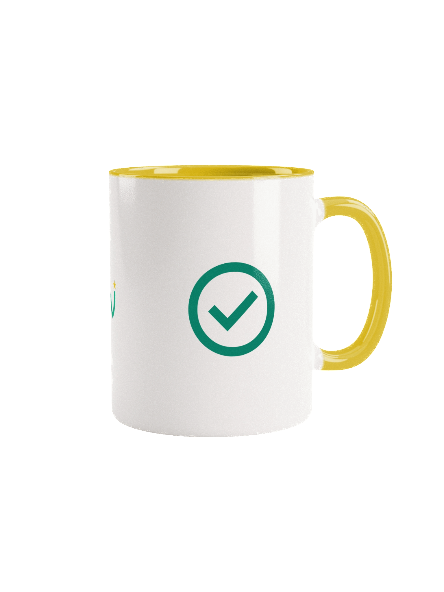 GREEN TICK Ceramic Mug with Yellow Inside product image (3)