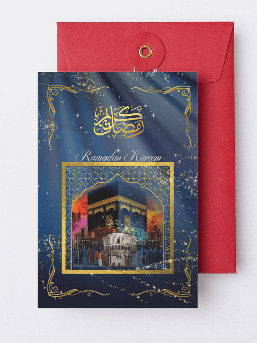 Ramadan Greeting Card | Islamic Digital Download | Eid Mubarak | Kaaba Art | Printable Muslim Gift | Ramadan Kareem Decor product image (3)