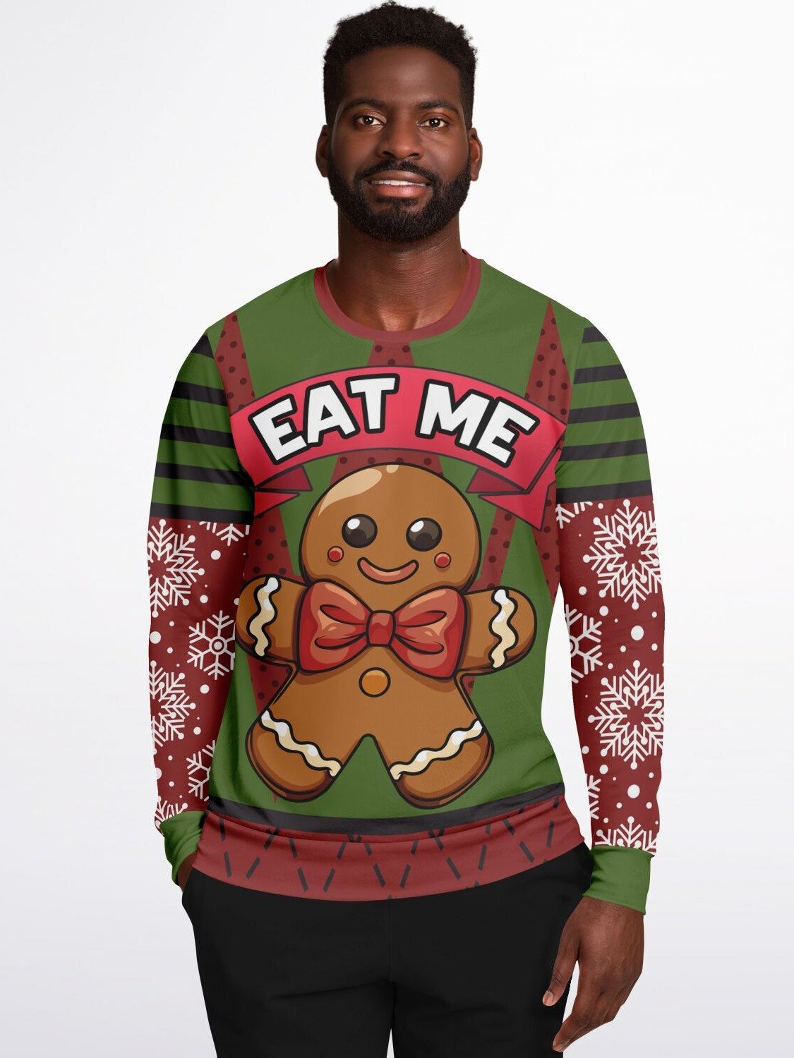 "Eat Me" Gingerbread Man Christmas Sweater | Funny Flirty Holiday Sweatshirt | Humorous Christmas Party Winter Outfit product image (7)