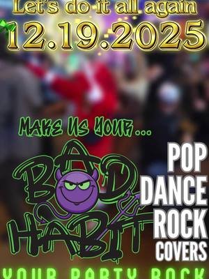 Bad Habit is bringing the party to Elicit Brewing Manchester on Friday, December 19th at 9pm! Expect our signature Hype, Harmonies, and High Energy Entertainment all night long—and break out those ugly sweaters, because we want to see your most chaotic holiday fits. 🎄🤘 Let’s kick off the weekend right! #Connecticut #Nightlife #UgySweater #LiveMusic #CoverBand #IYKYK #HomefortheHolidays
