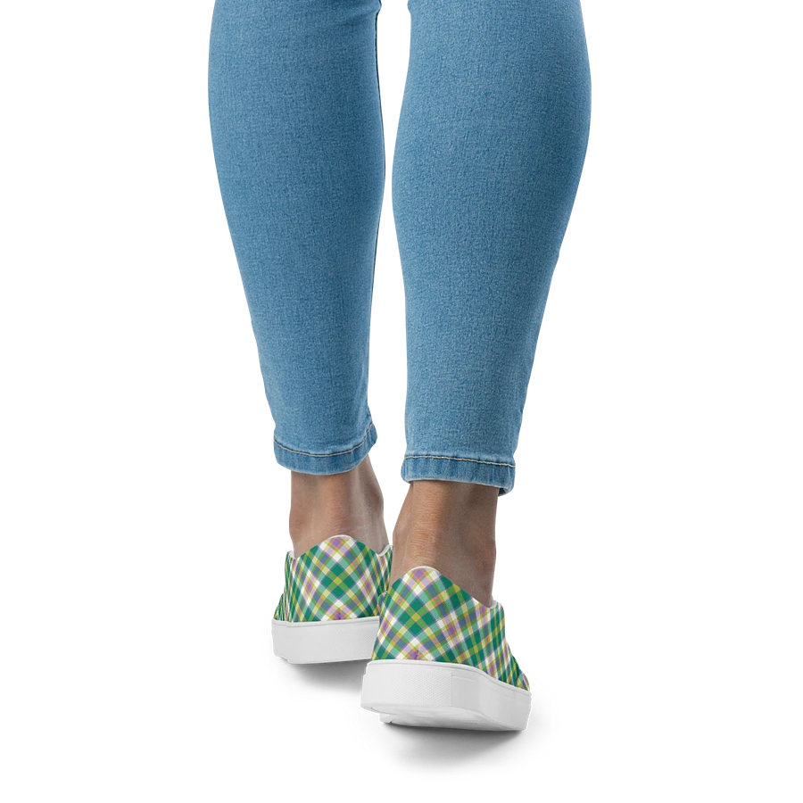 Seafoam Green and Purple Plaid Women's Slip-On Shoes product image (9)