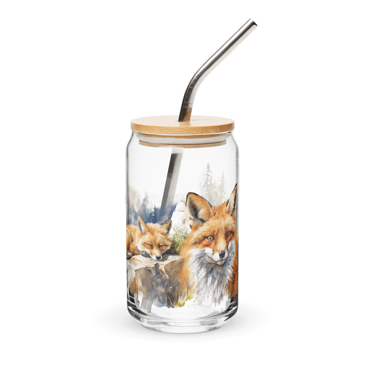 Foxes in the Wild Glass Can Sipper product image (1)