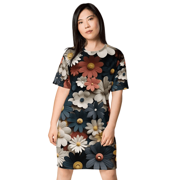 3D-Ditsy-Flowers-Seamless-Patterns T-shirt Dress - V10 product image (1)