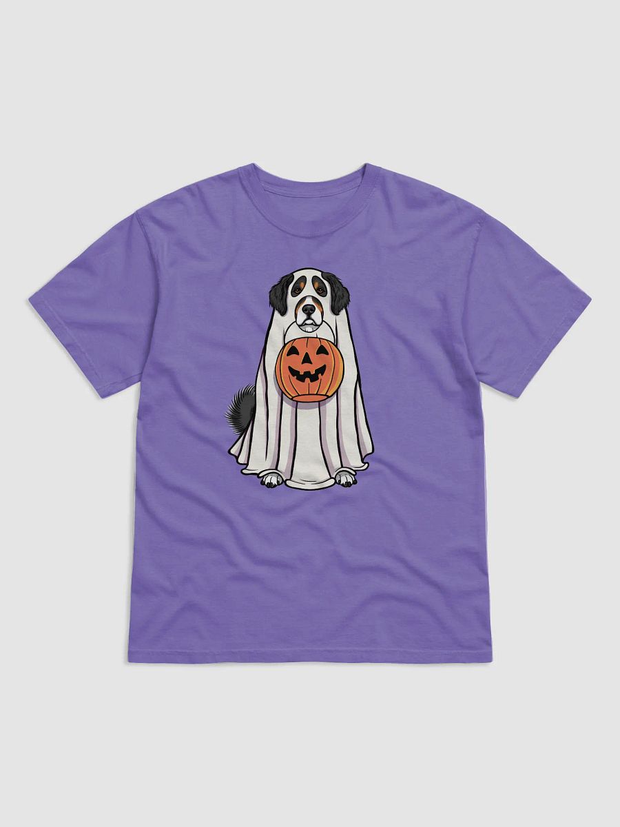 Funny Halloween Bernese Mountain Dog T-Shirt | Funny Berner Wearing a Ghost Costume and Holding a Pumpkin Basket product image (23)