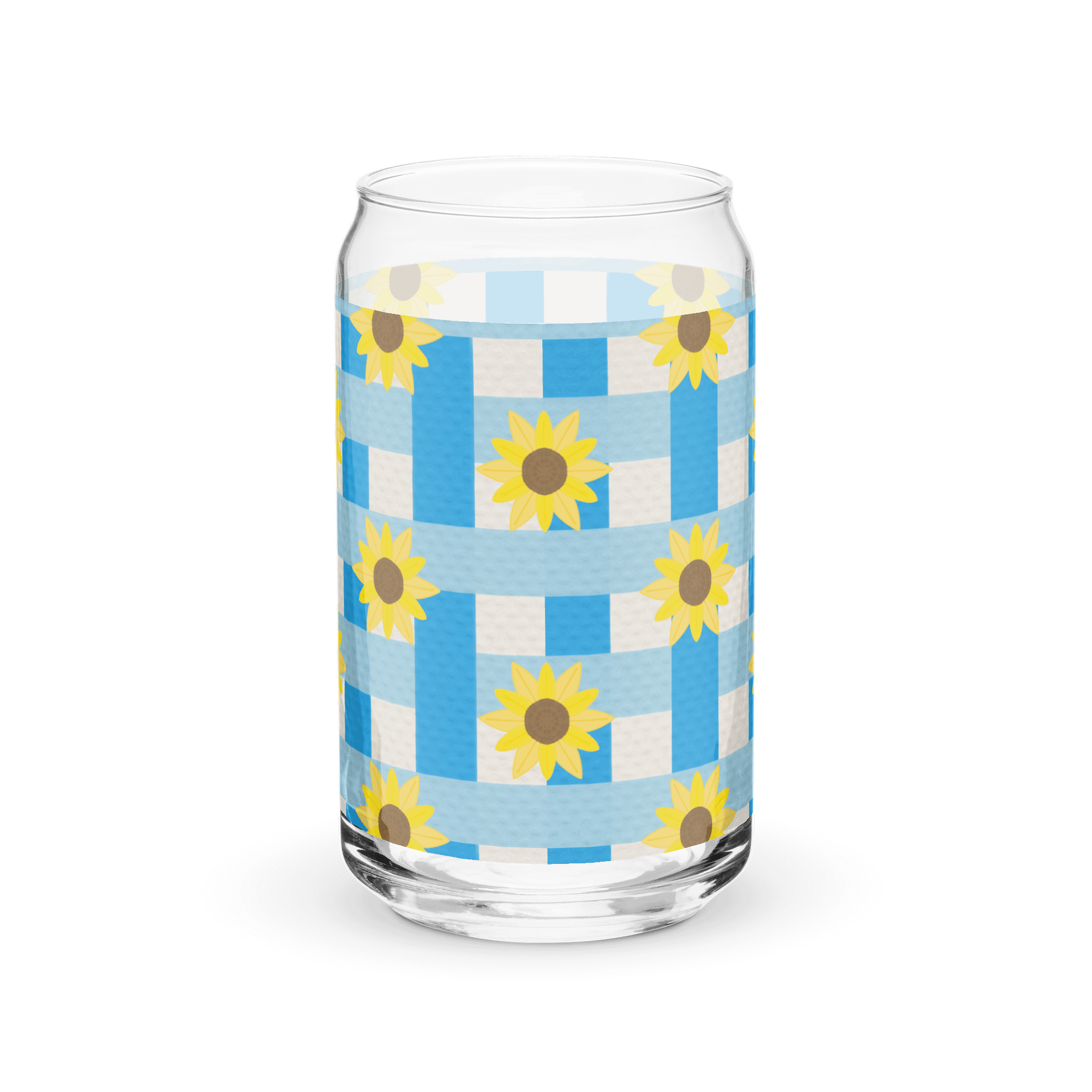 Sunflower Gingham- Blue Background Glass Tumbler product image (3)