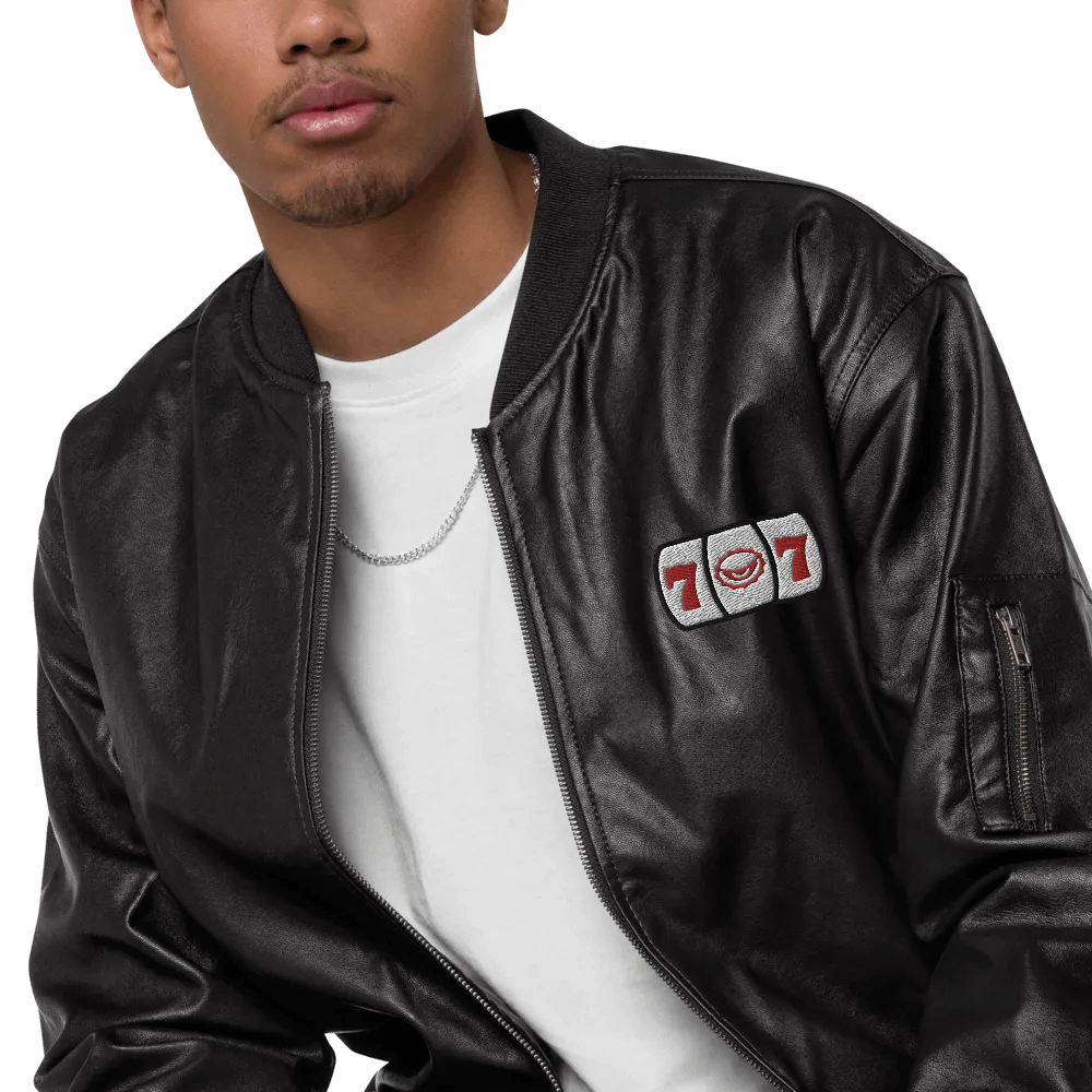 LUCKY SLOTS FAUX LEATHER BOMBER product image (1)
