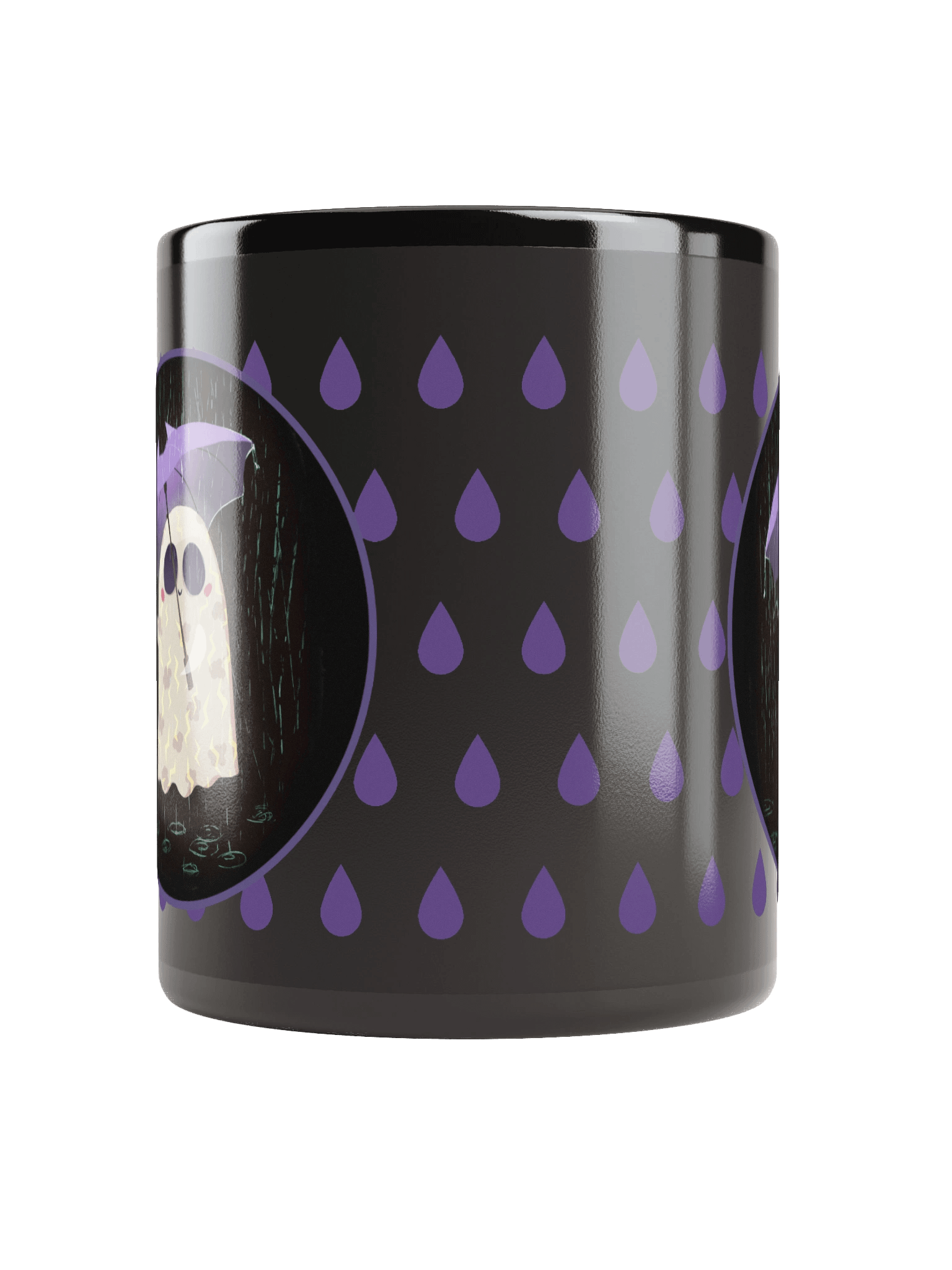 Little Ghost in the Rain - Black Ceramic Mug product image (2)
