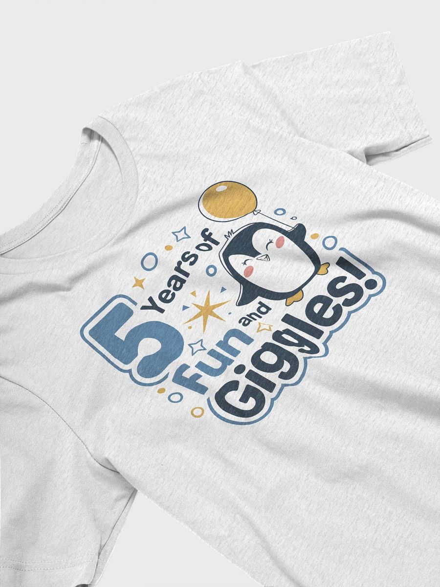 “5 Years of Fun and Giggles!” t-shirt, Celebrate five years, Exclusive t-shirt, Adorable penguin, Children's joyful attire, Milestone celebration gift idea, unique birthday gift product image (3)