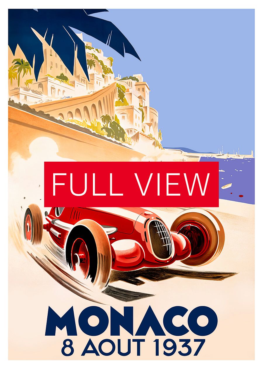 Monaco Vintage F1 Grand Prix, 1937 poster — Vintage Formula 1 poster, Monaco Grand Prix poster, retro travel poster, retro travel art product image (3)