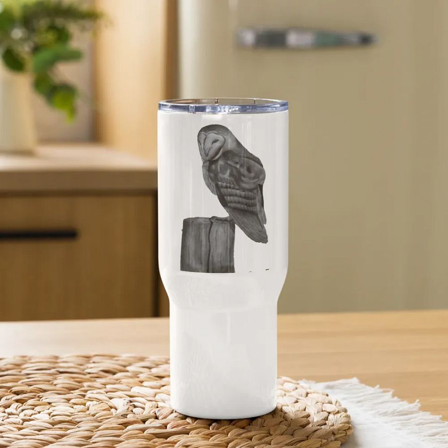 Barn Owl Drawing Travel Cup product image (9)