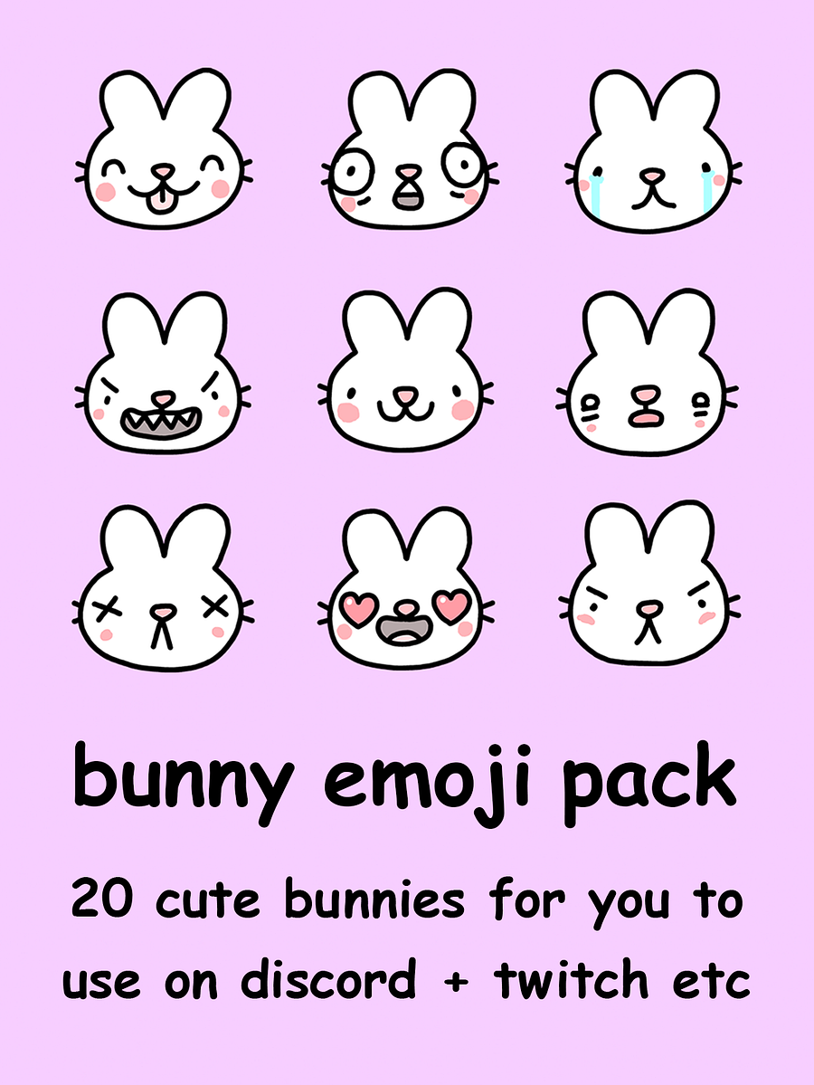 Bunny Emoji Pack for Discord + Twitch - stinkykatie