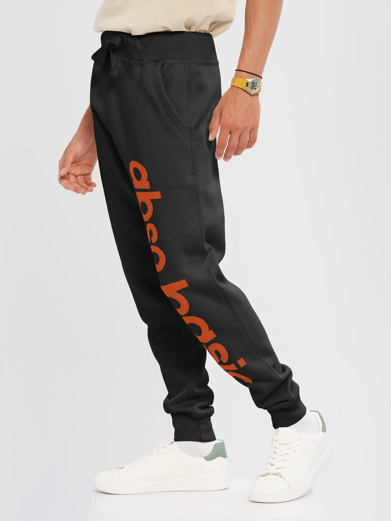 Unisex absobasic Orange Fleece Joggers product image (6)