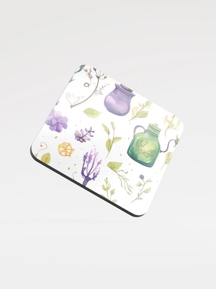Glossed Cork Coaster 🟩 🟪 Fascinating Watercolor Pattern - Motif 4 product image (1)