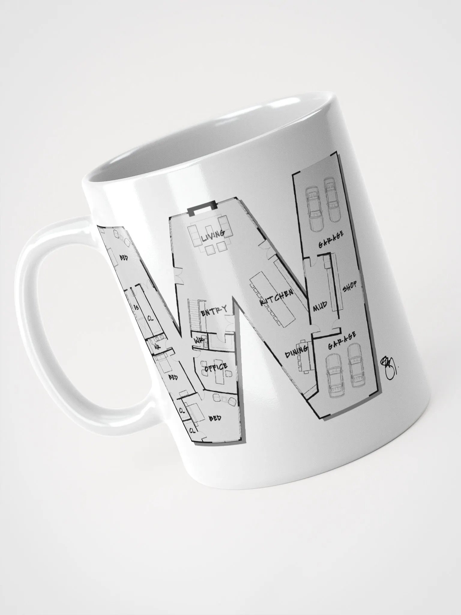 Alphabet Floor Plan Mug - W product image (2)