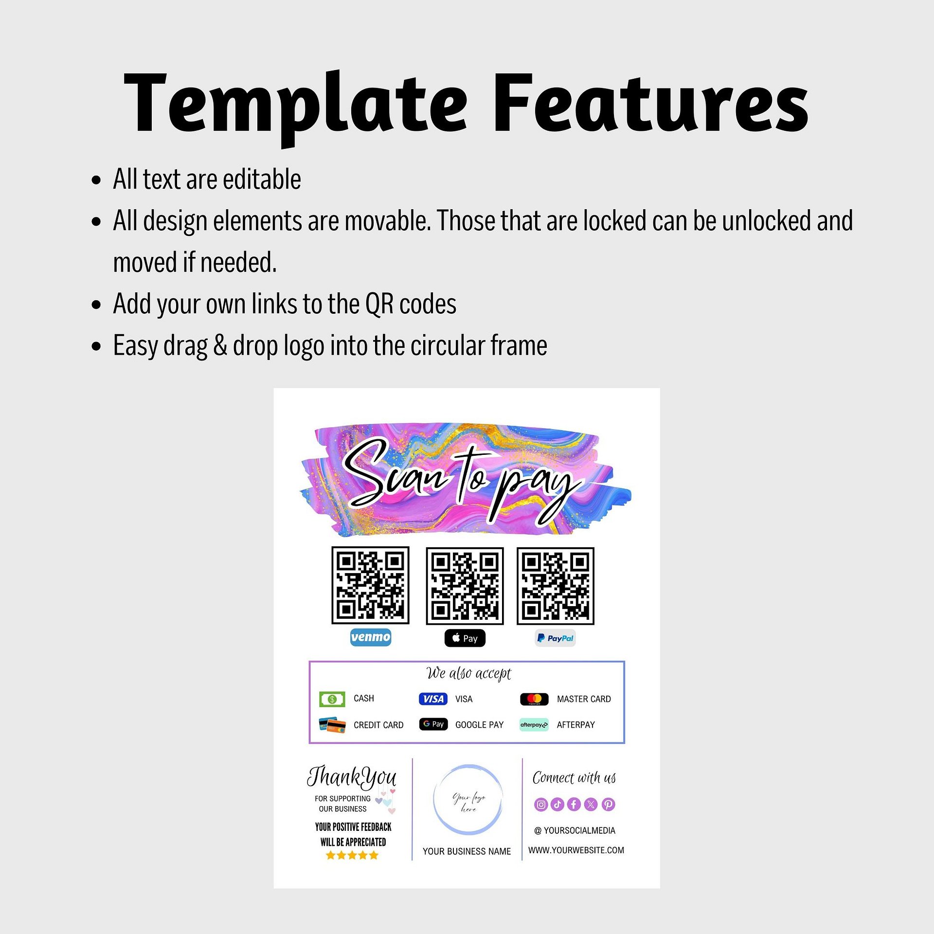 Unicorn - Scan To Pay QR Code Sign Template product image (5)