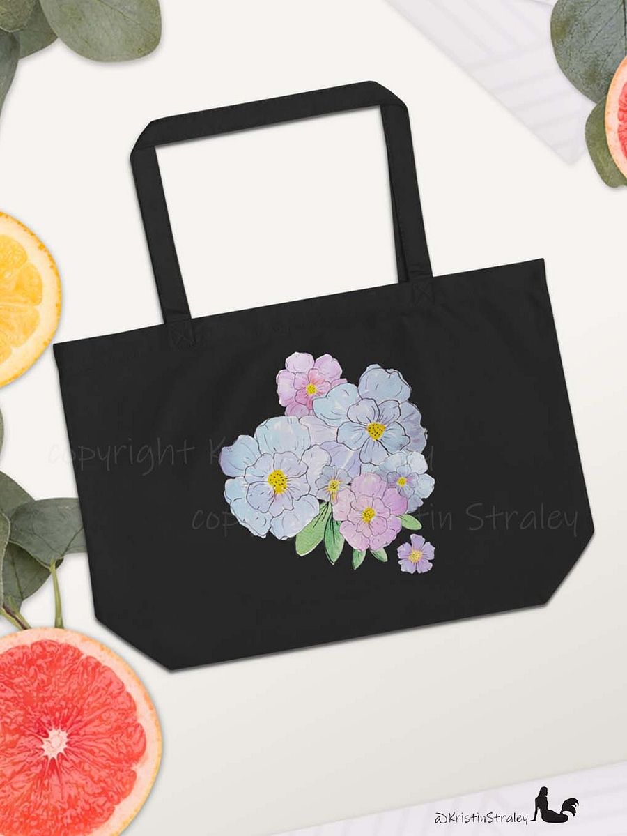 Gingham Blossoms - Blue Watercolor Floral Bouquet Art Print Lg product image (4)