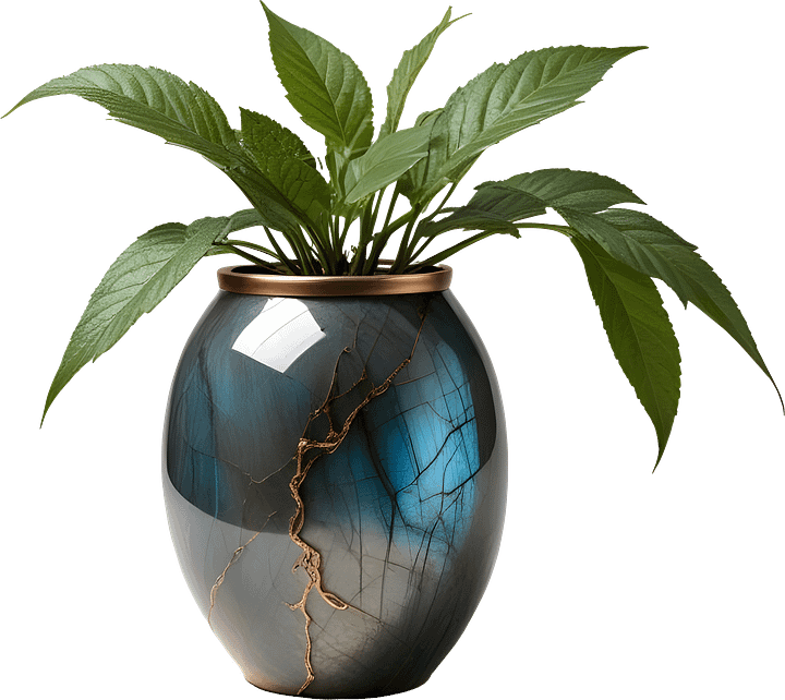 Stellar Luxe – Labradorite & Copper Earth Vase PNG product image (1)