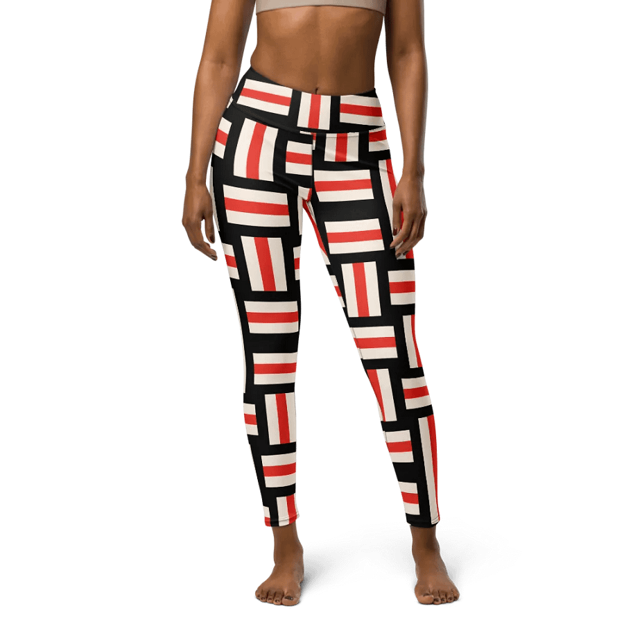 Modern Artisan High-Waist Leggings - Red, White, and Black Striped product image (5)