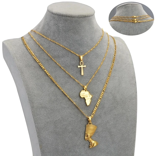 FASHION (3) PC GOLD AFRO-CENTRIC CHARM PENDANT product image (2)