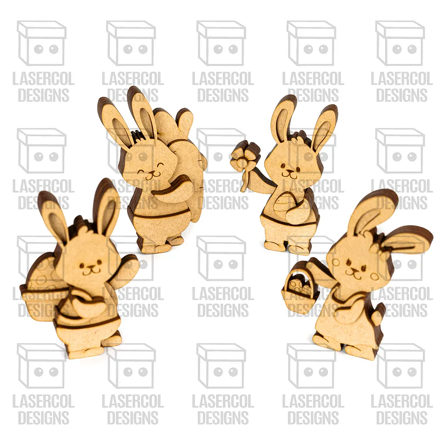 Cute Easter Bunny Figurines Set 1 - Laser Cut Files product image (4)