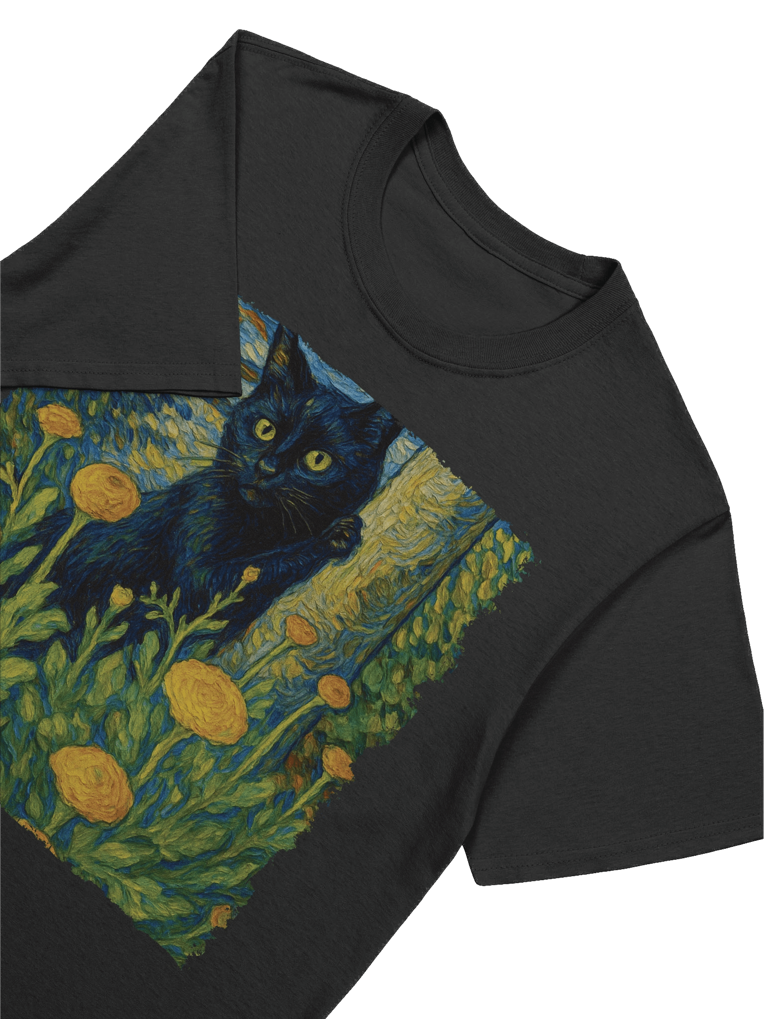 Van Gogh Peeking Black Cat T-Shirt product image (89)