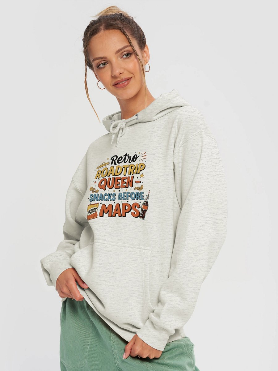 Cosy Retro Roadtrip Queen Hoodie - Snacks Before Maps Hoodie product image (7)