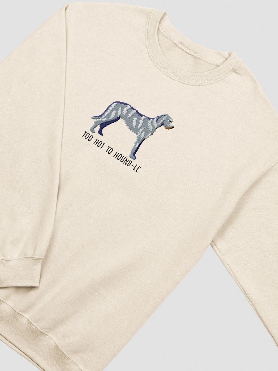 Too Hot to Hound-le Sweatshirt (Embroidered) of an Irish Wolfhound(Blue/Gray) product image (15)