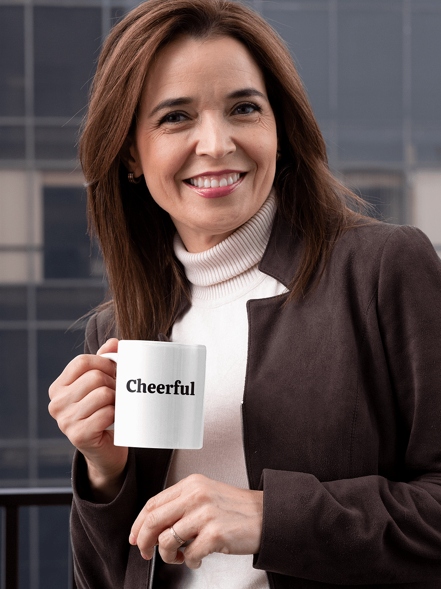 “Cheerful” Upbeat White Glossy Mug product image (1)