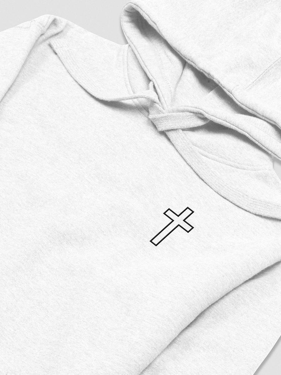 Simple Cross Embroidered White Hoodie product image (3)