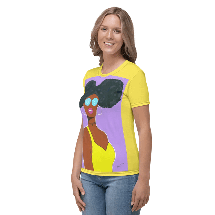 Afro American girl - (acrylic painting picture) - art by Dina R. Women's Crew Neck T-Shirt product image (2)