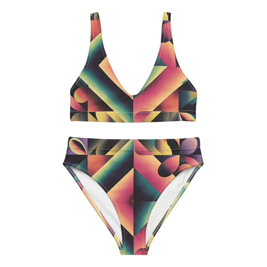 Abstract Lithographic Pattern Design High Waisted Bikini - V7 product image (8)